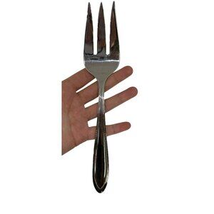 Classic Heavy Duty 9.5" Stainless Steel Serving Fork Silver Metal Flatware Retro